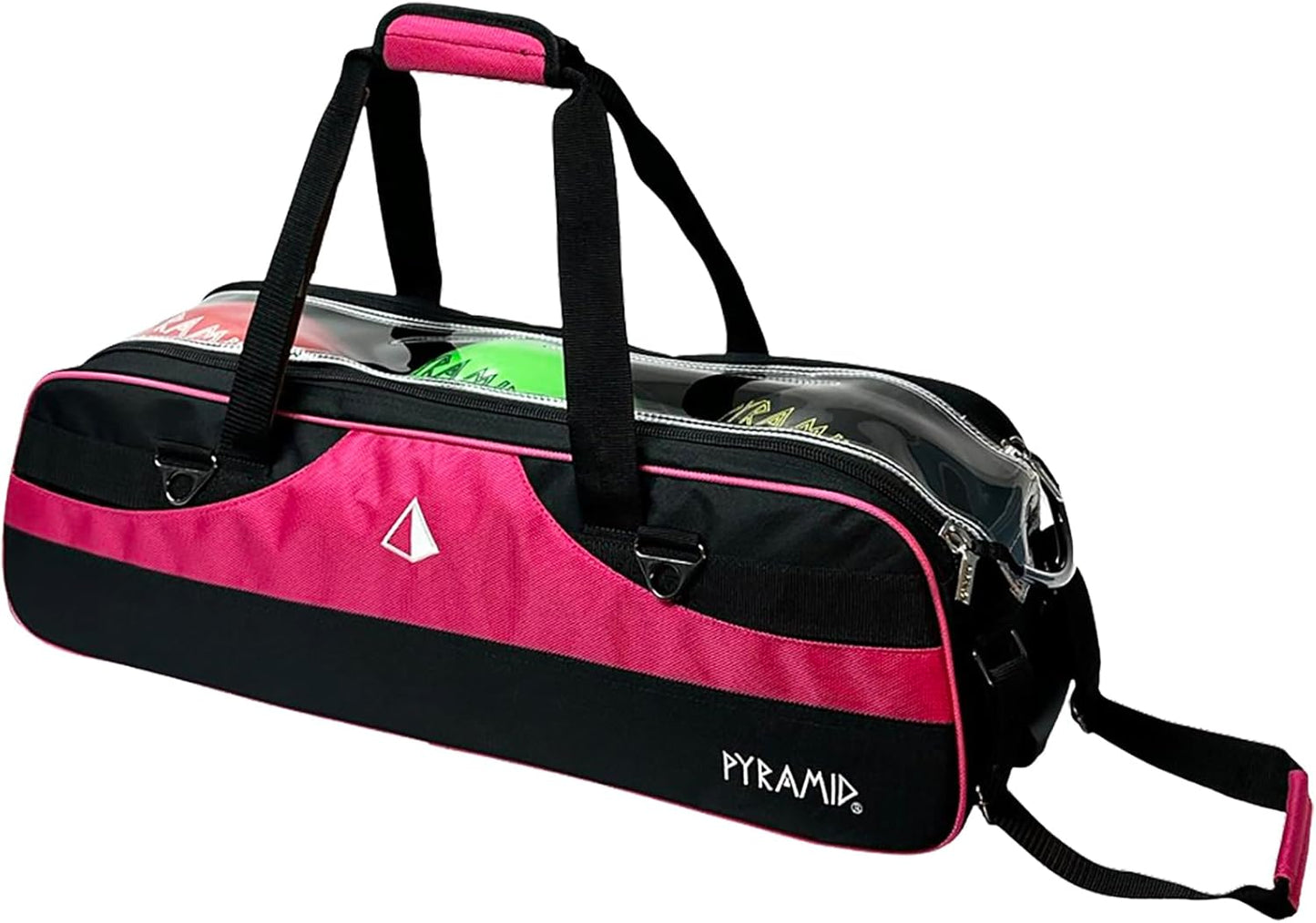 Pyramid Path Slim Triple Tote Roller Bowling Bag (No Shoe Pocket) With Large Side Accessory Pockets - Lightweight and Designed for Travel
