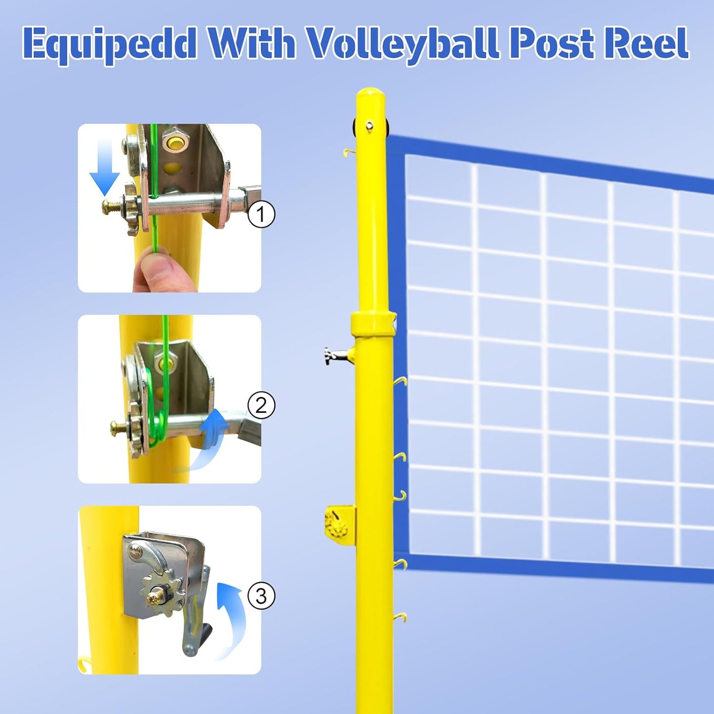 Volleyball Net with Poles，Volleyball Poles for Backyard, 6 Adjustable Heights Volleyball Set 8ft Professional Standard Height Stand, for Backyard Outdoor