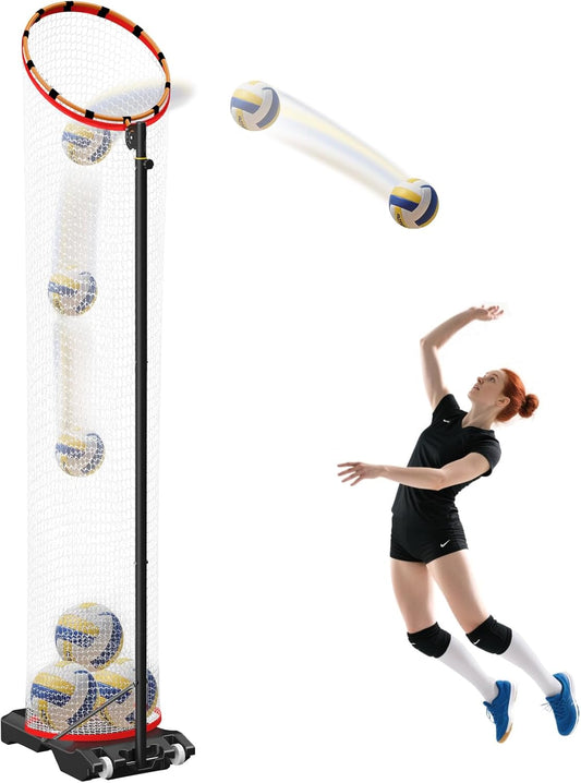 Volleyball Setter Trainer Net Setting Training Equipment，with Mobile Pulleys, Adjustable Height/Angle,Can Be Filled with Water，Indoor and Outdoor Volleyball Serve, Dunk and Set Practice Net