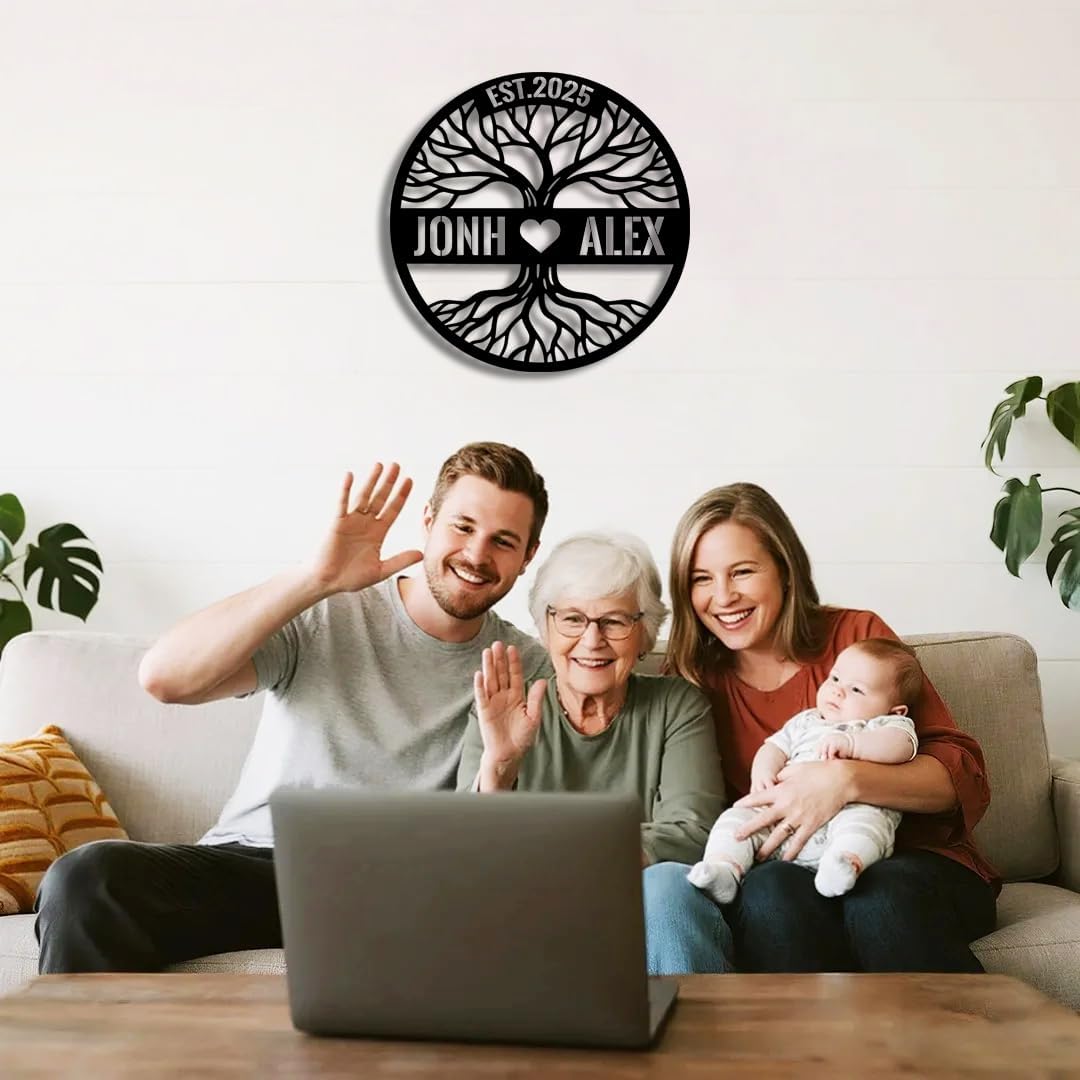 Personalized Tree of Life Metal Name Sign | Custom Metal Signs | Family Wall Art | Wedding Gift & Anniversary | Indoor Decor Gift for Women, Men, Wife, Parents, Couple