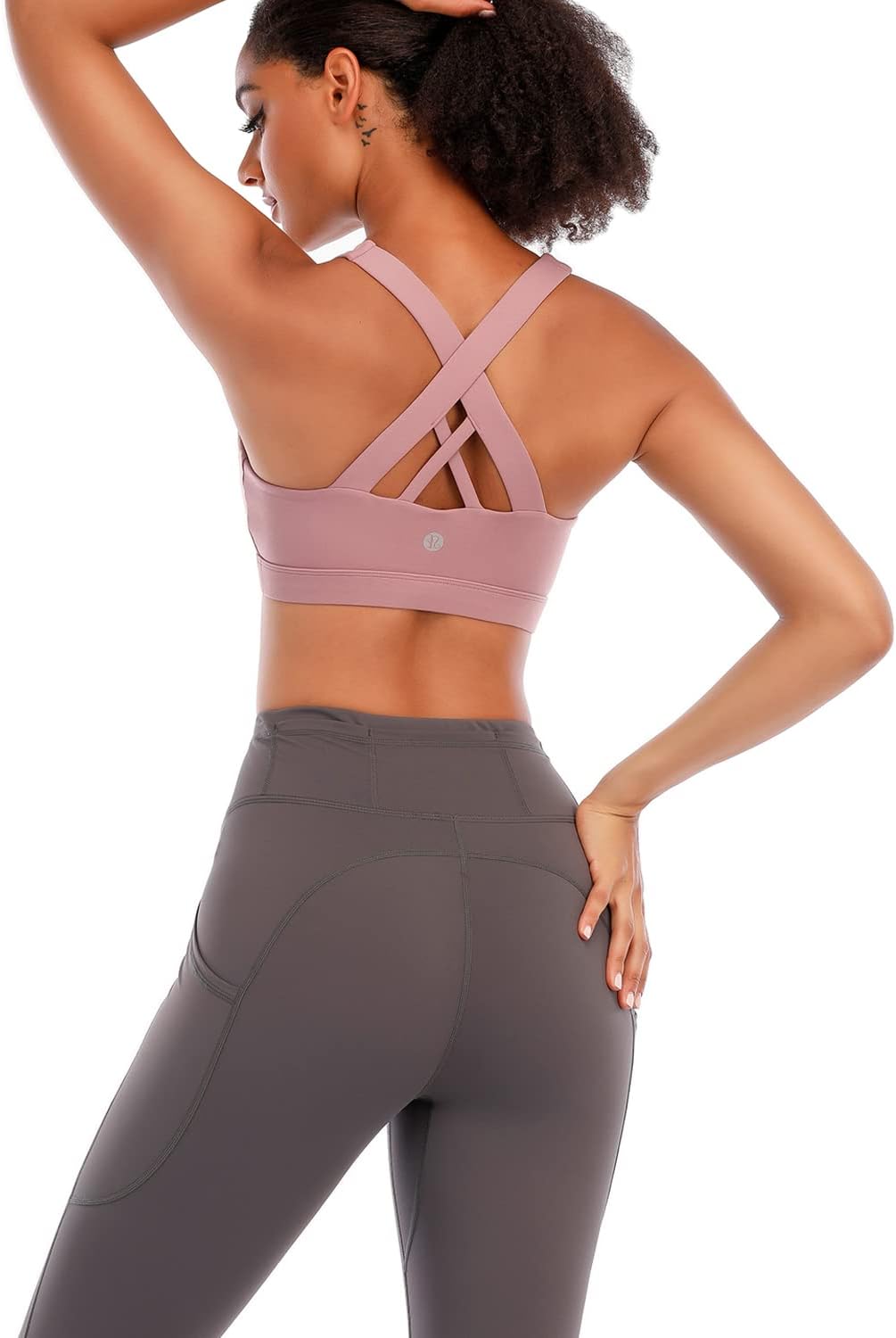 RUNNING GIRL Sports Bra for Women, Criss-Cross Back Padded Strappy Sports Bras Medium Support Yoga Bra with Removable Cups