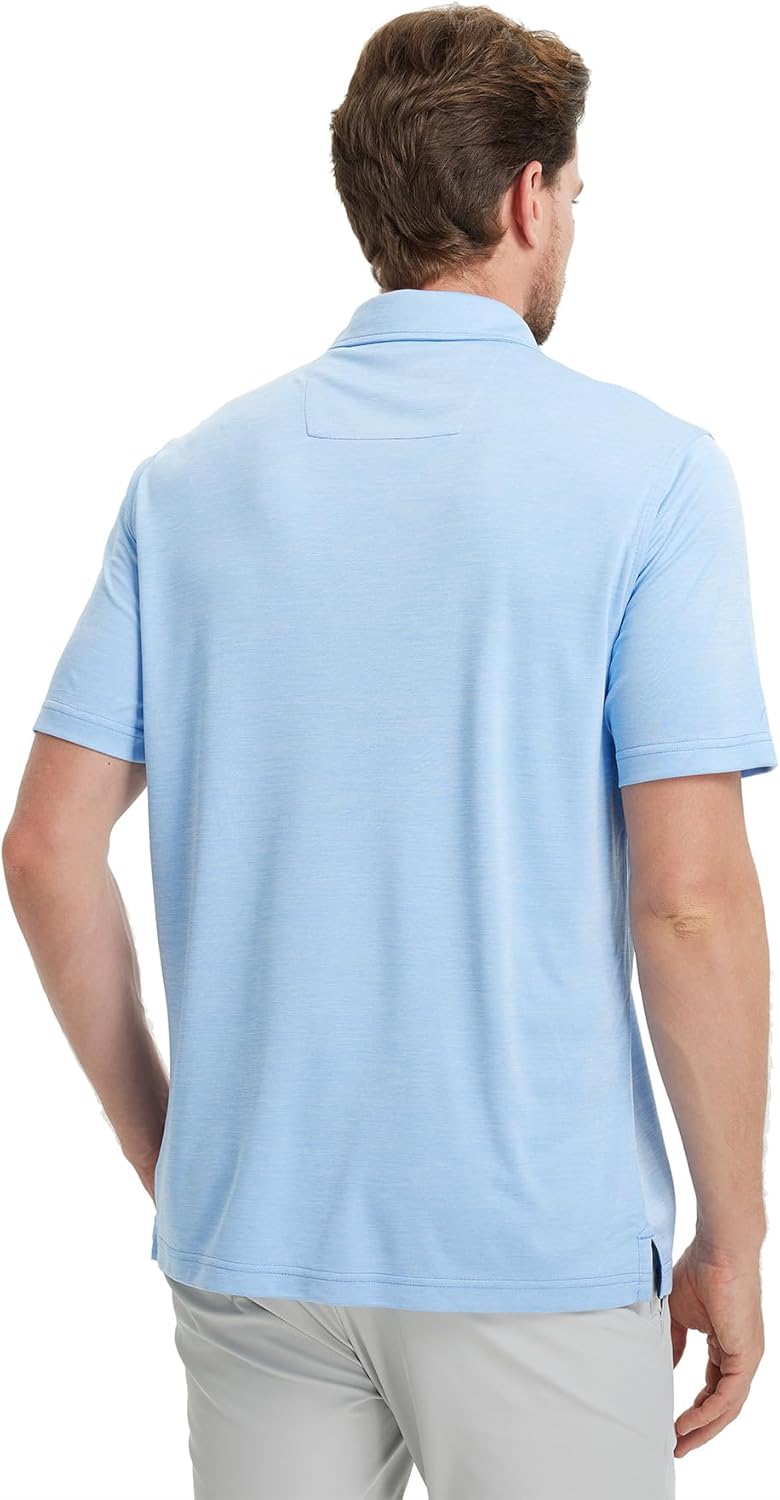 M MAELREG Golf Shirts for Men Short Sleeve Dry Fit Casual Striped Performance Moisture Wicking Collared Mens Polo Shirts