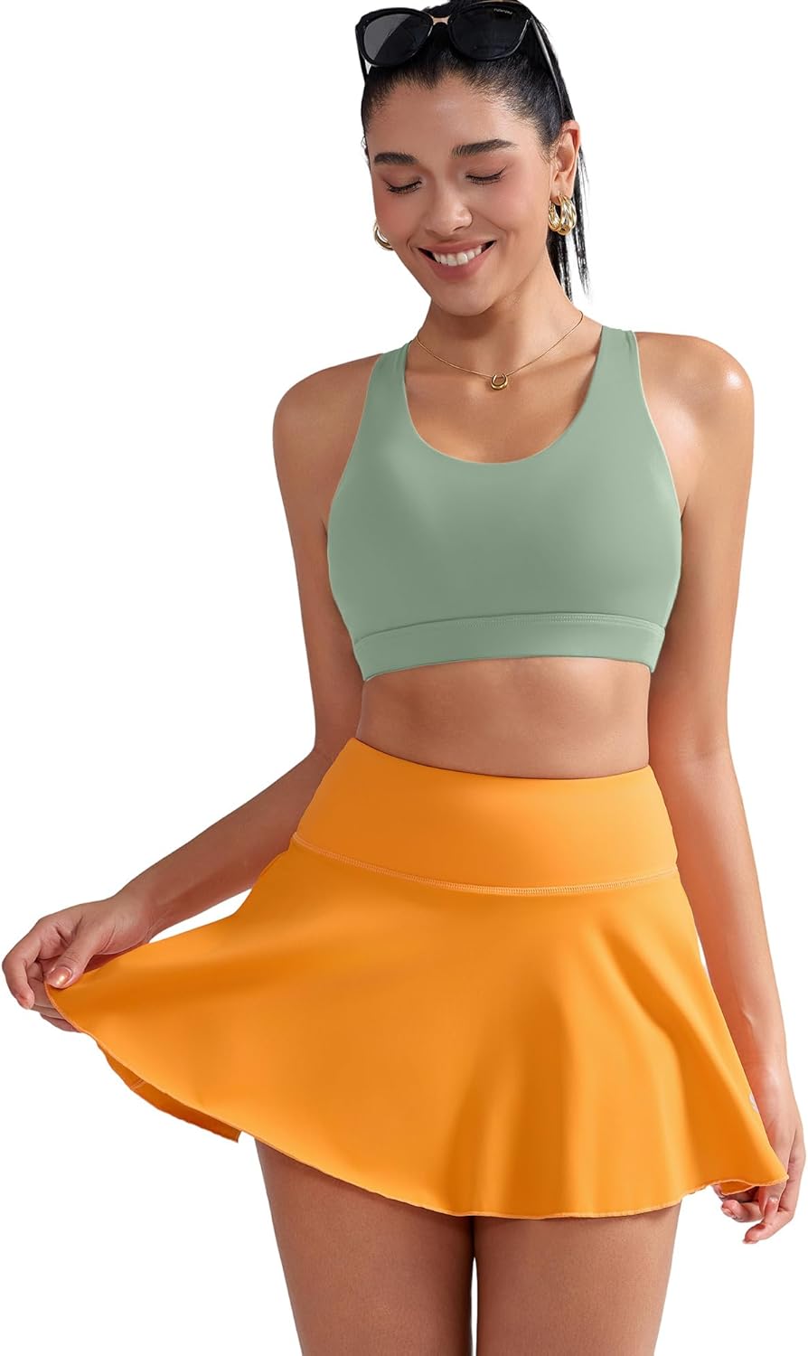 RUNNING GIRL Sports Bra for Women, Criss-Cross Back Padded Strappy Sports Bras Medium Support Yoga Bra with Removable Cups