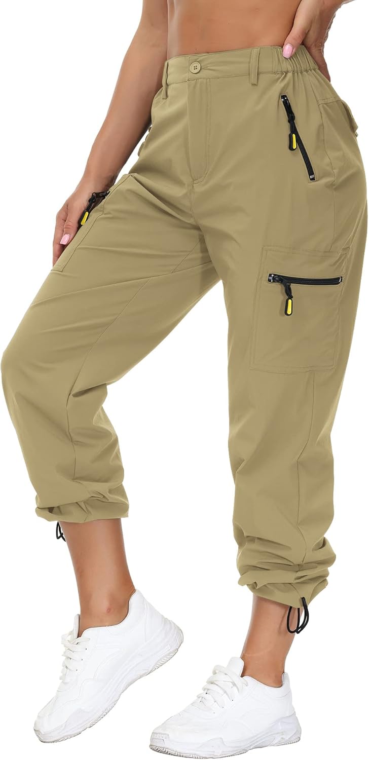 VVK Women's Hiking Cargo Pants Lightweight Quick Dry Outdoor Athletic Pants Camping Climbing Golf Zipper Pockets