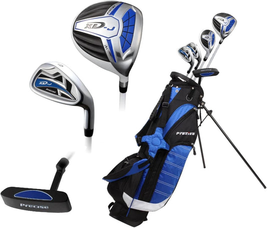 Precise XD-J Junior Golf Clubs Set – Right & Left Hand Options – Kids Golf Clubs for Ages 3-5, 6-8, 9-12 – Lightweight Graphite Shafts, Hybrid Club, Stand Bag – Boys & Girls Golf Set