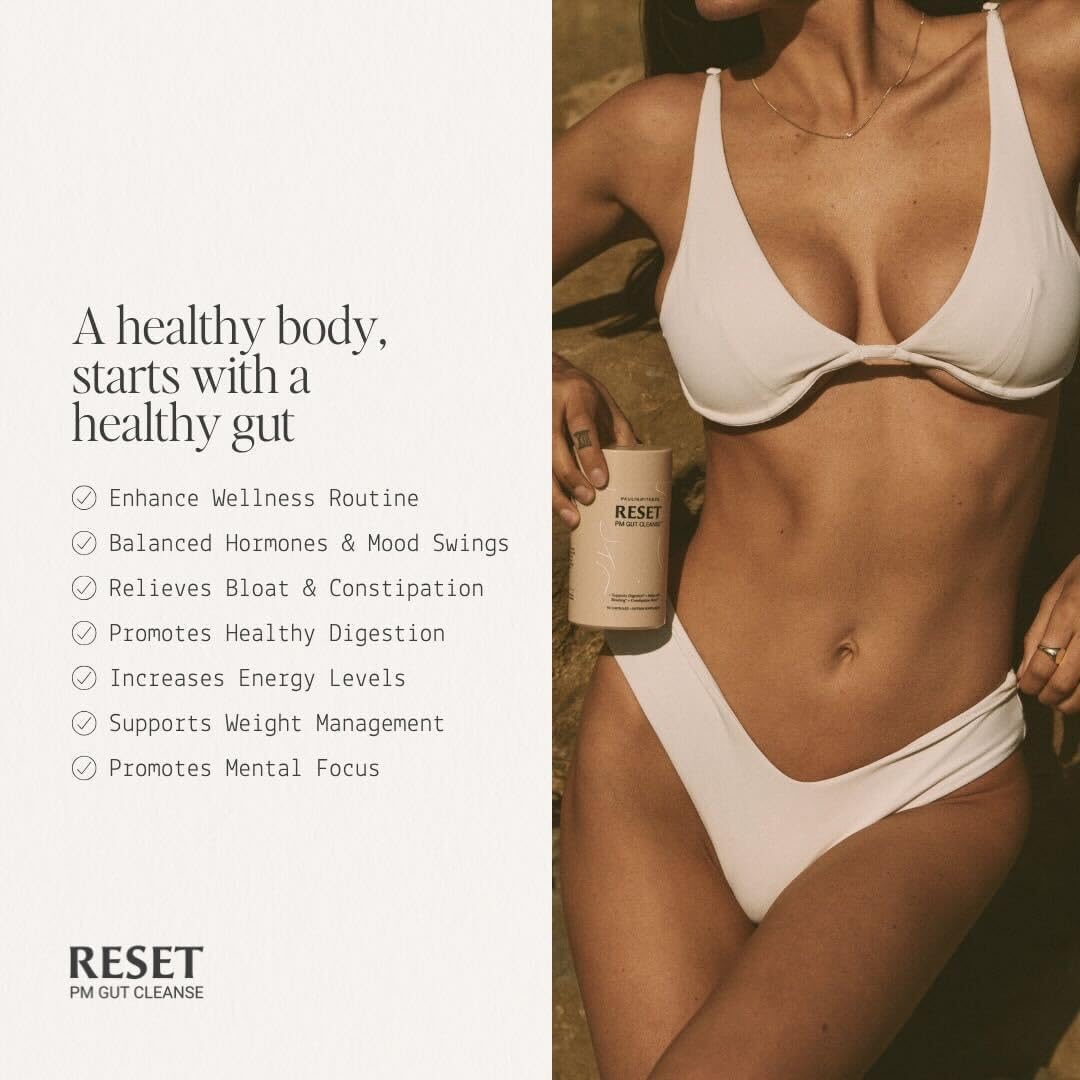 Paulina FITNESS Reset Overnight Digestive Aid, Bloating Relief, & Gut Health Supplement | Natural Detox & Digestive Cleanse to Support Weight Management and Relieve Constipation | 90 Capsules