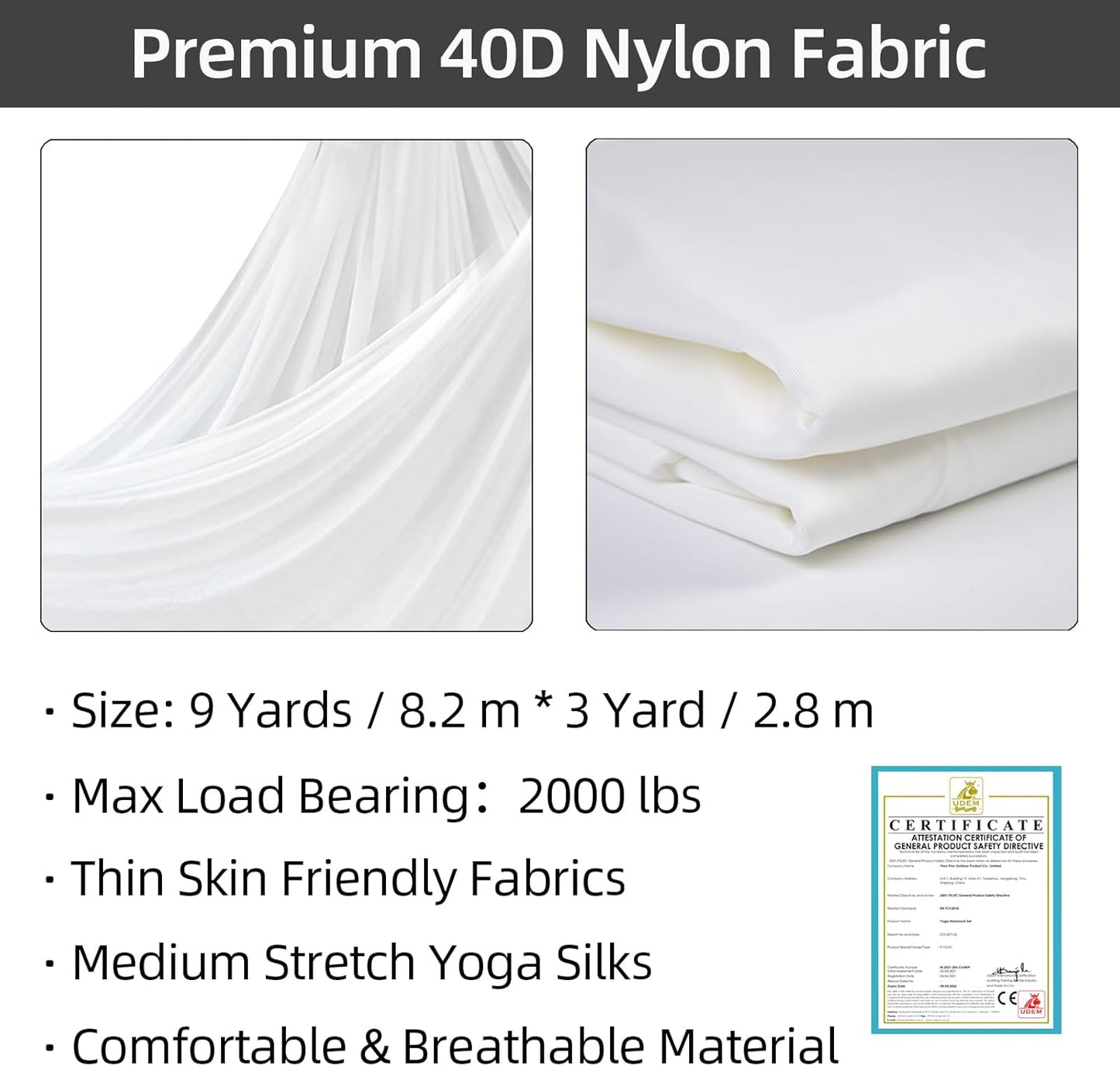 PRIOR FITNESS Aerial Silks Kit Colorful 9/15/20 Yards 40D Nylon Fabric Hammock Set With Hardware & Guide for All Levels Of Aerial Yoga Practice and Acrobatic Flying For Adults Aerial silk
