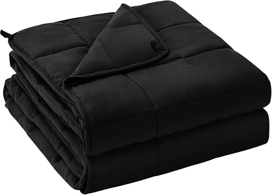 yescool Weighted Blanket for Adults (17 lbs, 48" x 72", Black) Cooling Heavy Blanket for Sleeping Perfect for 190-210 lbs, Twin Size Breathable Blanket with Premium Glass Bead, Machine Washable