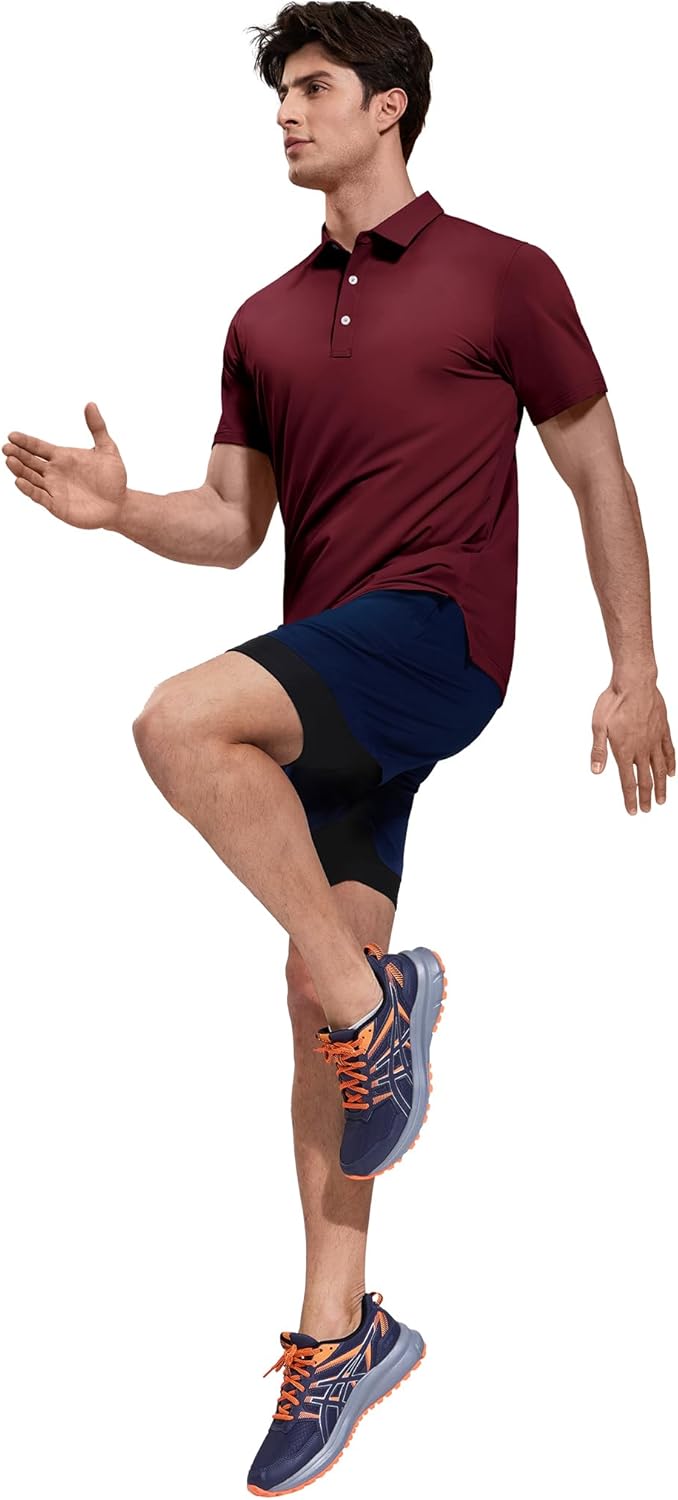MIER Polo Shirts for Men Short Sleeve Dry Fit Performance Golf Tennis Active Collared Shirts, UPF 50+ Sun Protection