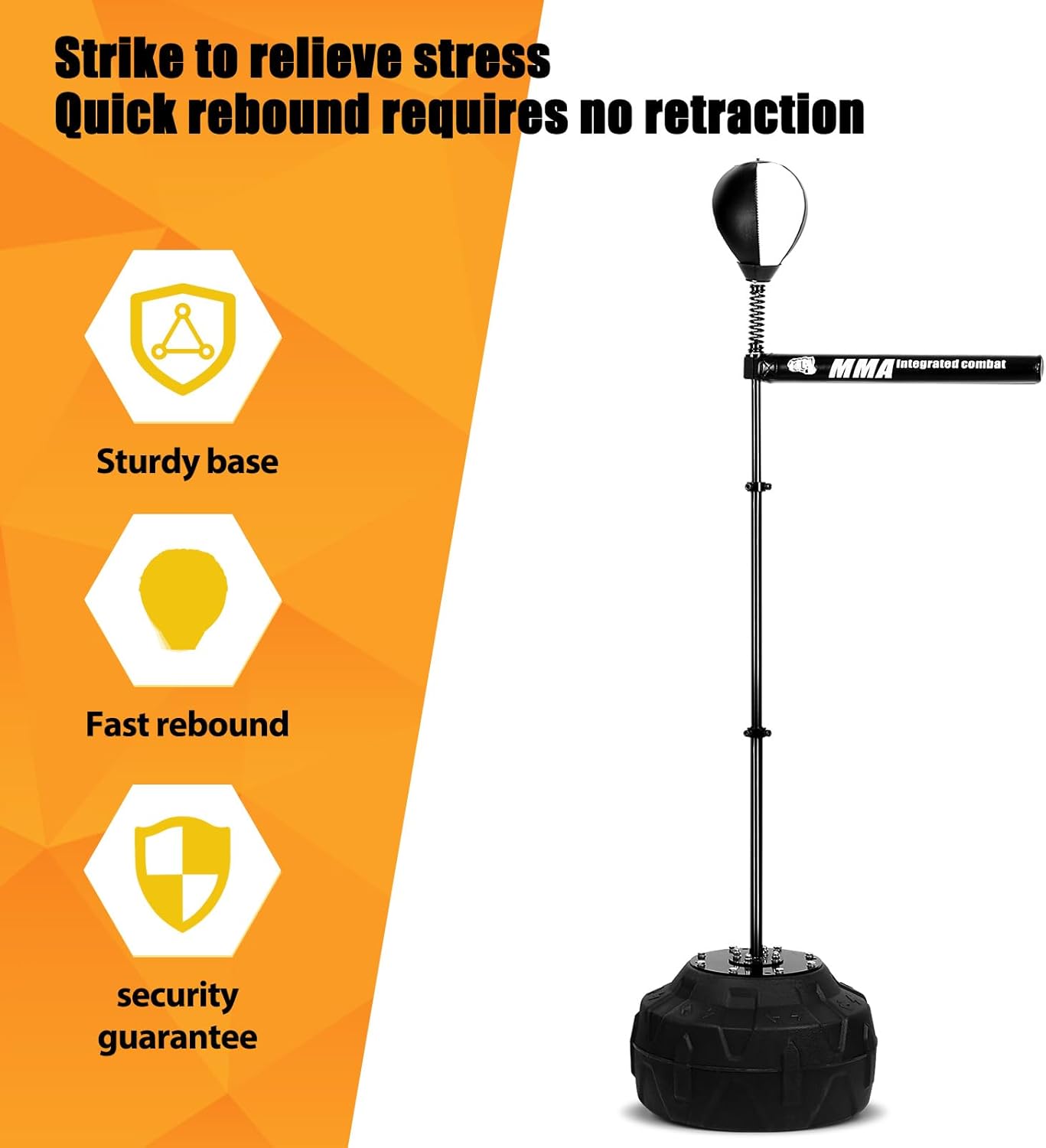 INNOLIFE Spinning Bar Boxing 360°Black White Speed Trainer Free Standing Punching Bag Adjustable Height Ideal for Adults and Youth Enhance Reflexes and Boxing Skills