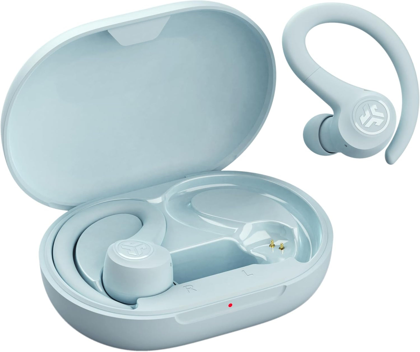 JLab Go Sport+ Wireless Workout Earbuds Featuring C3 Clear Calling, Secure Earhook Sport Design, 35+ Hour Bluetooth Playtime, and 3 EQ Sound Settings (Light Blue)