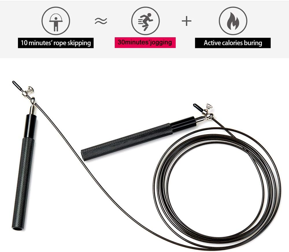 Speed Skipping Rope Adjustable Jumping Rope with Aluminium Alloy Handle and Ball Bearing Tangle-Free Exercise Rope for Home Exercise & Slim Body , Cross Fit Training, Fitness, Exercis Ideal for Aerobic Exercise