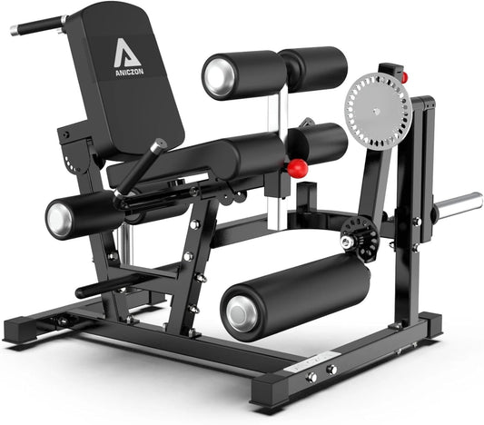 ANICZON Leg Extension and Curl Machine, Leg Rotary Extension for Thigh with Adjustable Seat & Backrest, Lower Body Leg Machine with Plate Loaded for Home Gym