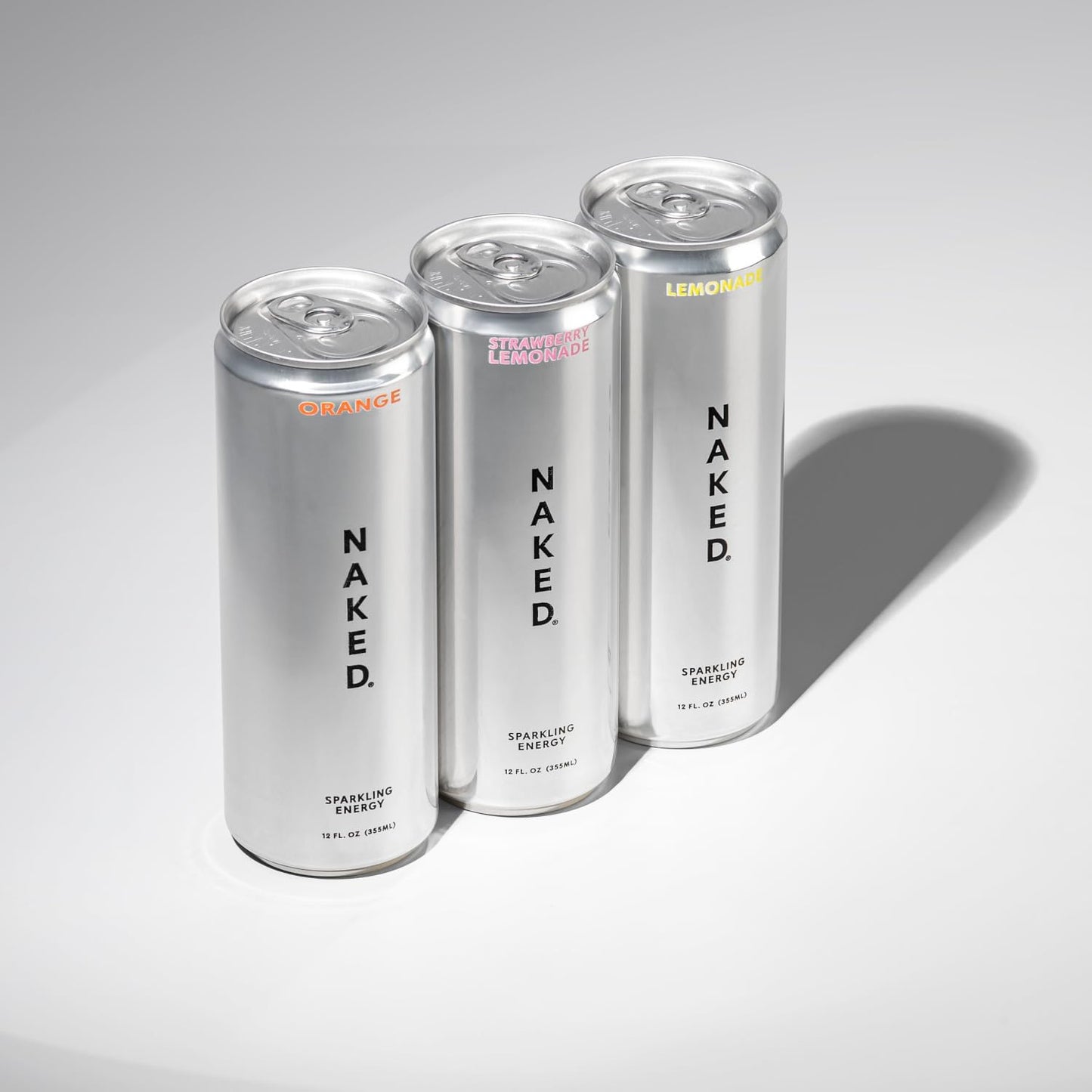Naked Sparkling Energy - Sample Box - Three Flavors - Lemonade, Orange, and Strawberry Lemonade