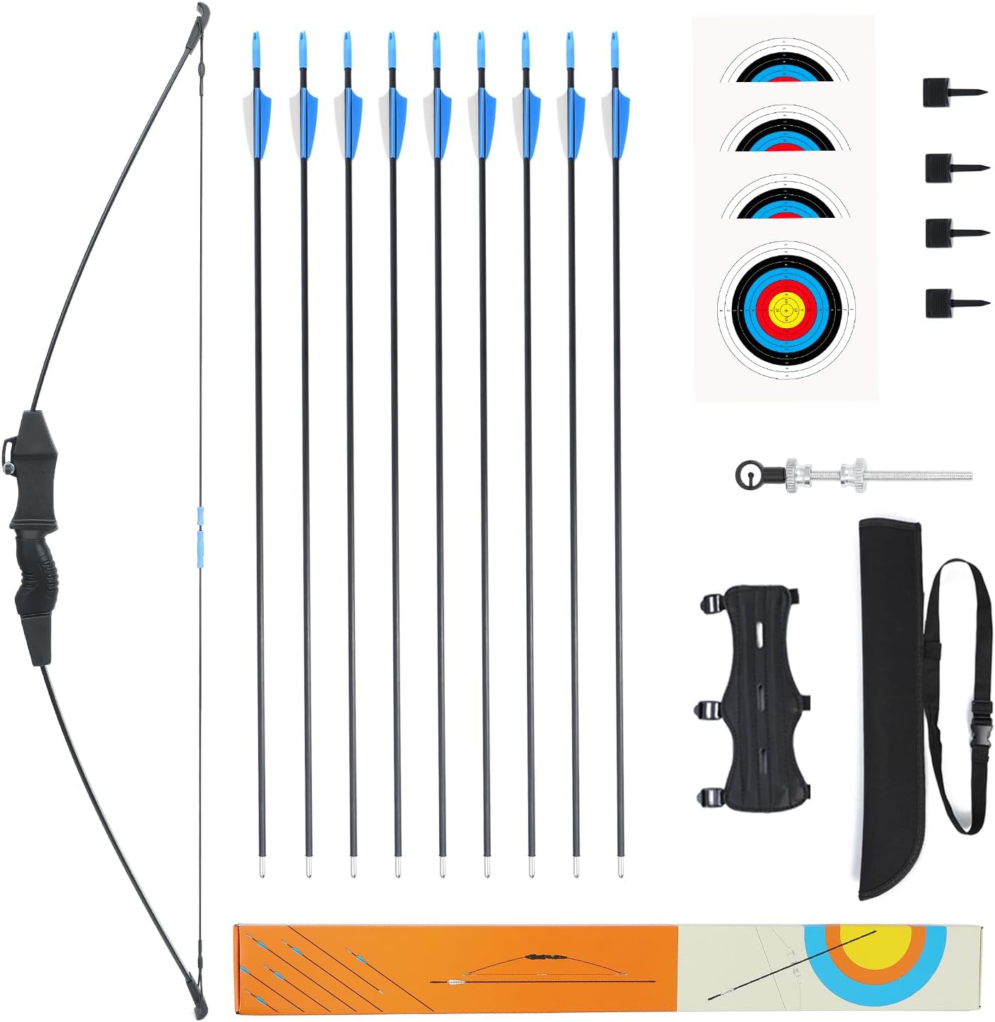 40" Youth Bow and Arrow Set for Kids 8-12 & Teens - Ambidextrous Recurve Archery Gear with Safety Arrows - Toys for Ages 8-13, Backyard Games Gift for Beginner Archers