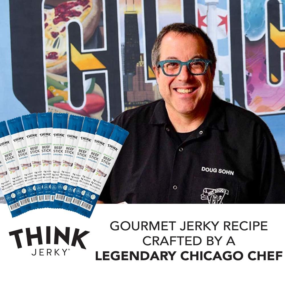 Think Jerky Stick Variety Pack, Sugar Free, Gluten Free, No Nitrates Keto Friendly Paleo High Protein - 1.0 oz (Pack of 10)