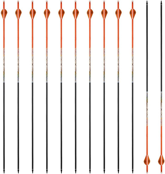 30/32" Inch ST0.006 Hunting Arrows for Compound & Recurve Bow,100% Carbon Archery Target Arrows with Removable Tips for Accurate Hunters & Bowhunters (Pack of 12)