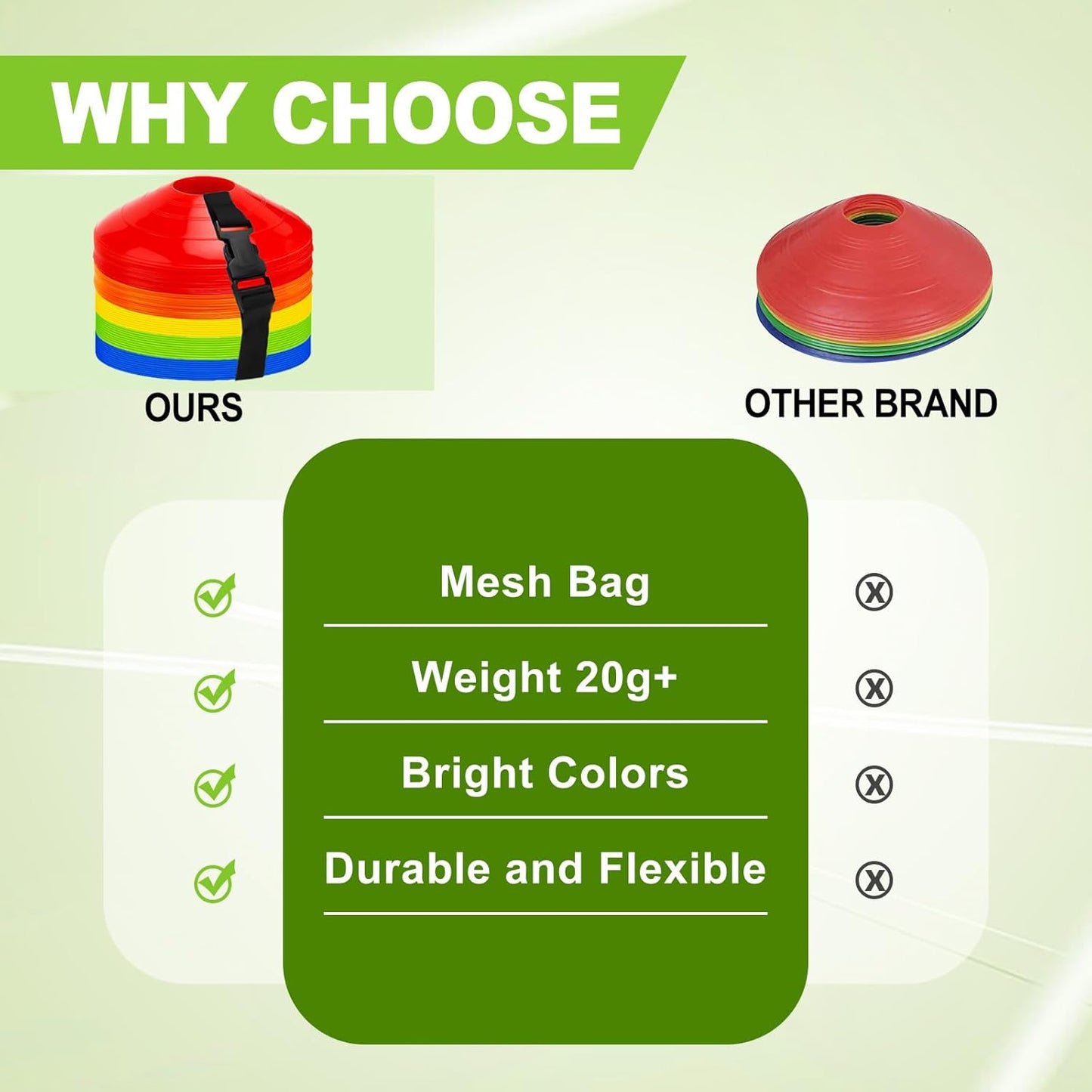 Ashsajkd(Set of 25/50/100 - Agility Soccer Cones with Carry Bag and for ， Football Cones for TrainingFootball, Basketball, Coaching, Agility Cones for Indoor and Outdoor Games