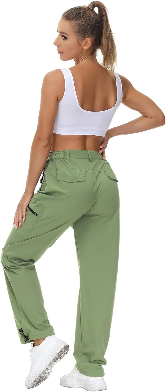 VVK Women's Hiking Cargo Pants Lightweight Quick Dry Outdoor Athletic Pants Camping Climbing Golf Zipper Pockets