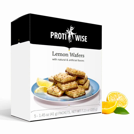 ProtiWise High Protein Wafers | Lemon | 15g Protein Per Serving, Low Carb, Low Sugar, High Fiber Snack | Gluten-Free, Keto-Friendly Diet for Hunger Control & Weight Loss | 5/Box