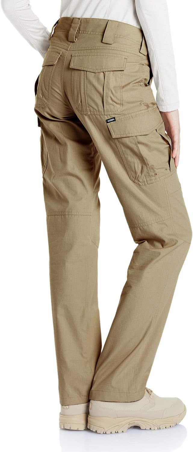 CQR Women's Flex Stretch Tactical Pants, Water Resistant Ripstop Cargo Work Pants with Pockets for Outdoor & Hiking