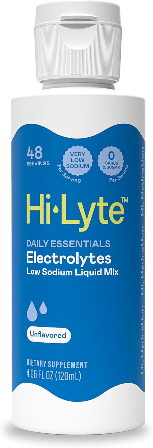 Hi-Lyte Low Sodium Electrolyte Supplement for Immune Support, Fasting and Rapid Hydration | 48 Servings | Magnesium, Potassium, Zinc | Unflavored Mineral Taste Drops