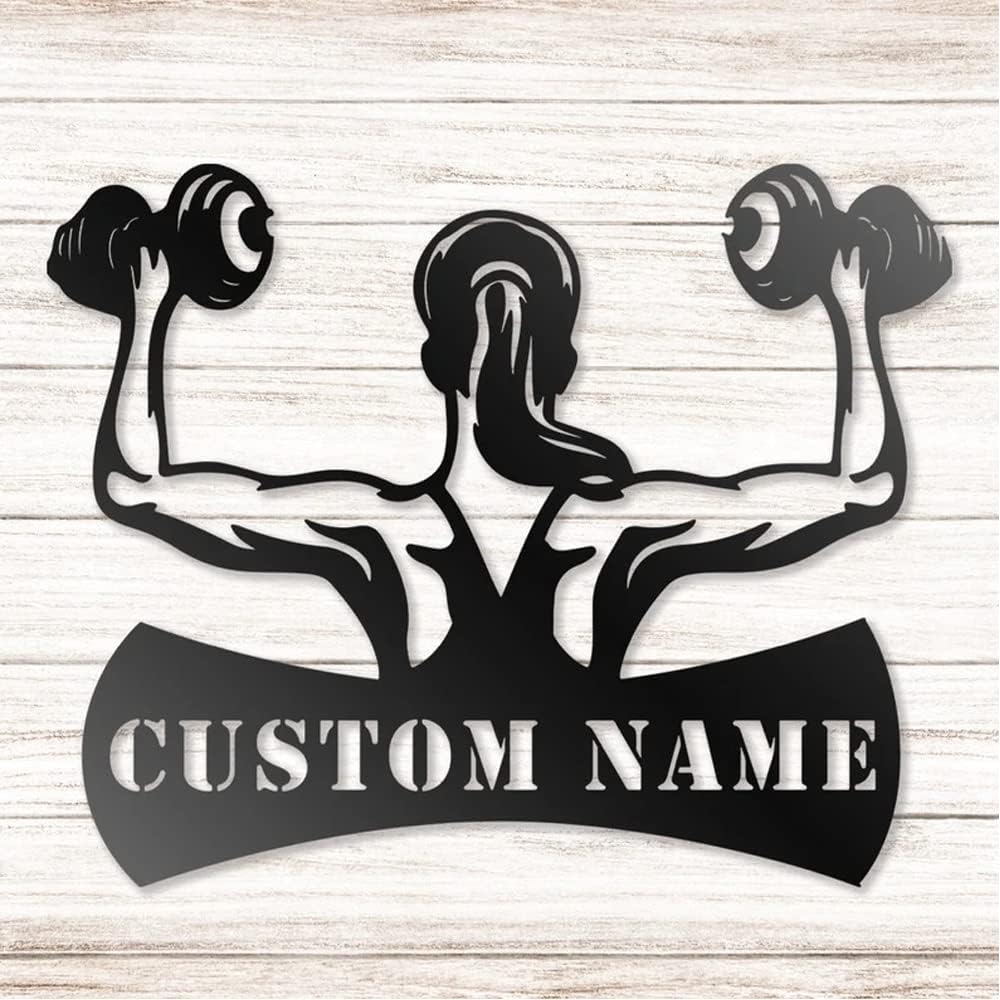 Personalized Custom Name Metal Gym Sign - Workout Room Home Decor - Family Gym Wall Art - Gifts for Mom Sister Women