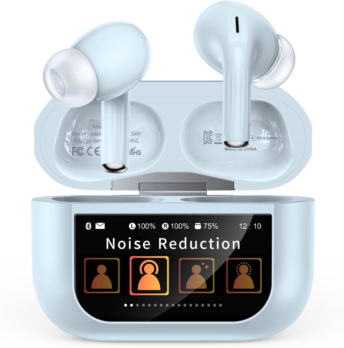 Wireless Earbuds, Bluetooth Earbuds 5.4 Headphones LED Touch Screen with 5 EQ Modes, 48H Headphones Wireless Noise with ANC Noise Cancelling, Deep Bass Stereo for Laptop, Android/iOS, Pad