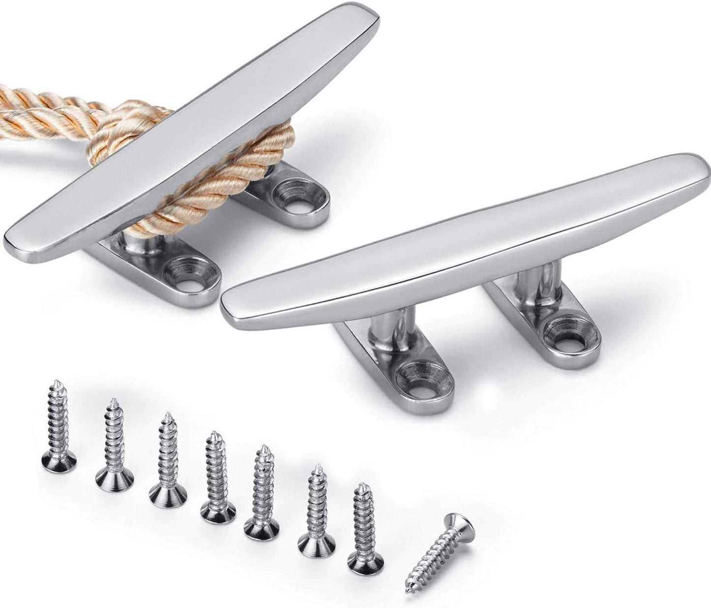 Boat Cleat Open Base Boat Cleat, Dock Cleat All 316 Stainless Steel Boat Mooring Accessories, Free Installation Accessories Screws(4/5 /6/8 inch)