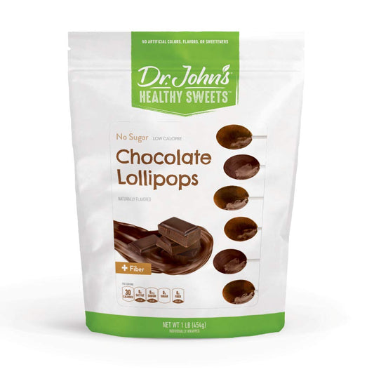 Dr. John’s Sugar Free Candy, Healthy Lollipops with Zero Sugar, Low Calorie Snacks, Keto Friendly Hard Candy Sweets, Chocolate Oval, 60 Count, 1 LB