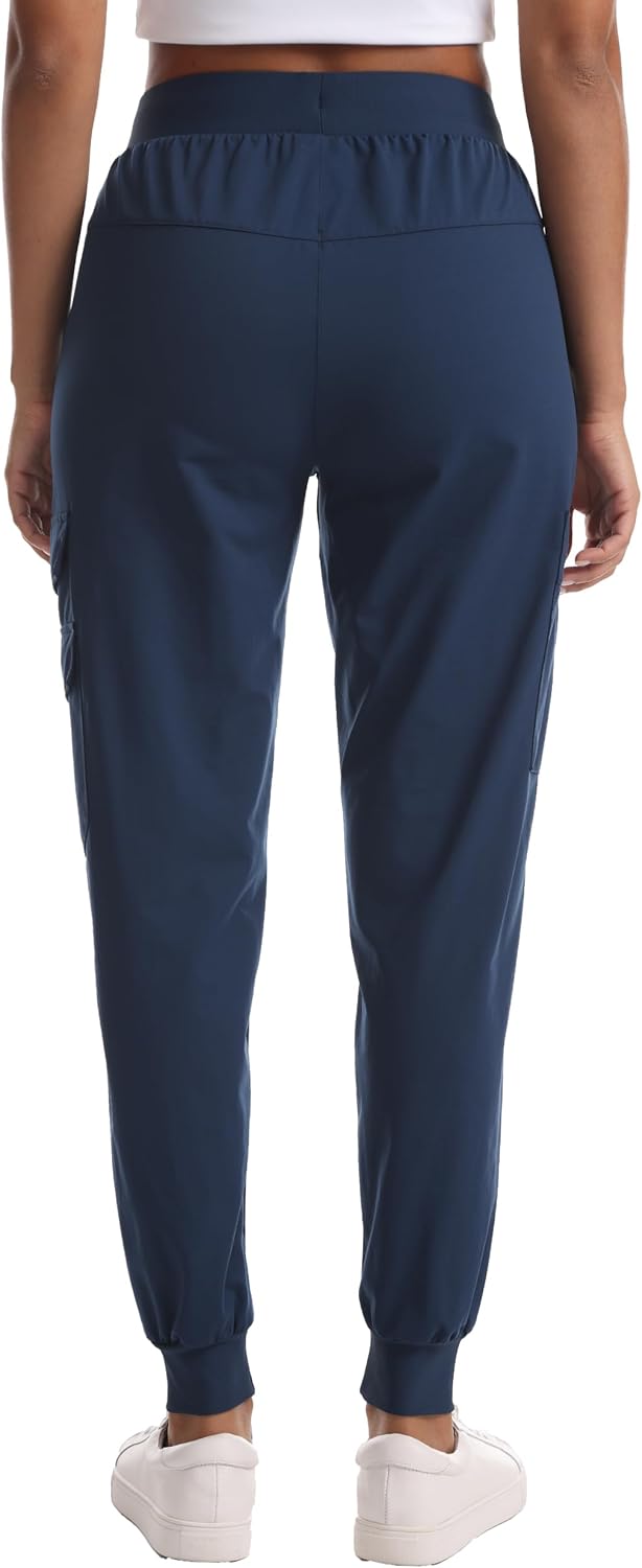 Women's Lightweight Hiking Joggers with Pockets - Water Resistant Cargo Pants for Outdoor Workouts Camping