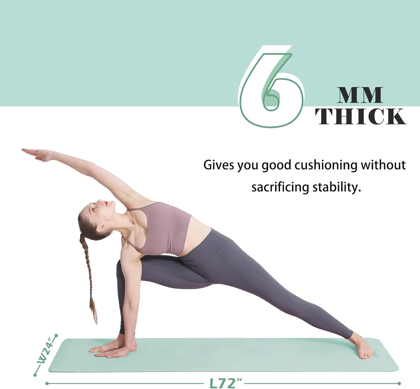 Yoga Mat Non Slip, Pilates Fitness Mats, Eco Friendly, Anti-Tear 1/4" Thick Yoga Mats for Women, Exercise Mats for Home Workout with Carrying Sling and Storage Bag