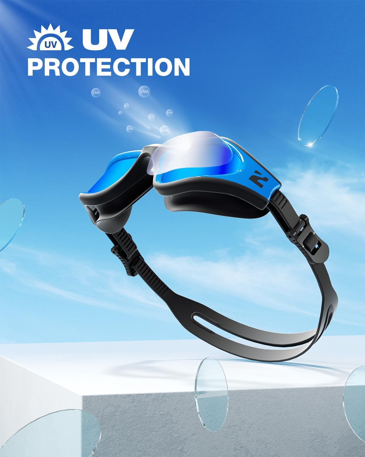 ZIONOR G1 Lite Swim Goggles with Swim Cap Comfortable Anti-fog Swimming Goggles Cap Set for Adult Men Women