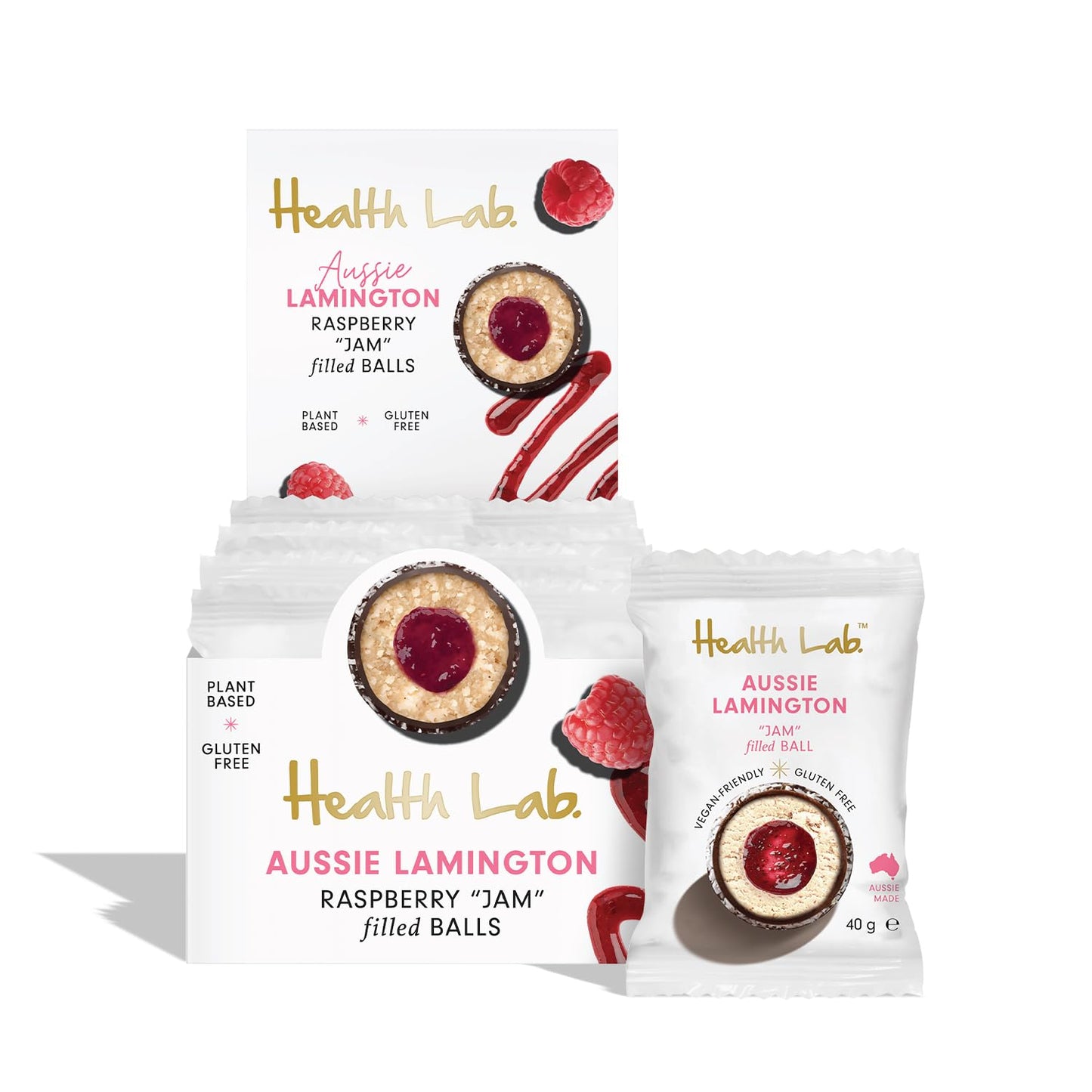 Health Lab - Lamington Raspberry Jam Filled Balls 480g (12 x 40g)