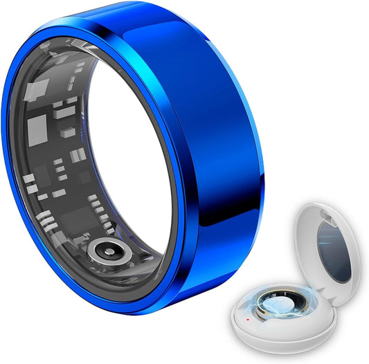 Smart Ring Health Tracker - Fitness Sleep Heart Rate Blood Oxygen Tracker Smart Ring for Men and Women,IP68 Waterproof Level Bluetooth Fitness Tracker Rings - Free APP