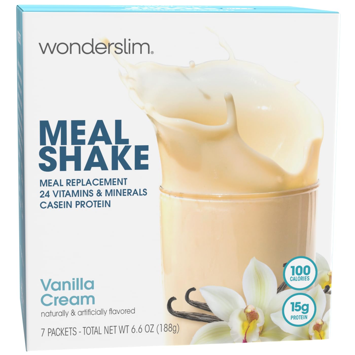 WonderSlim Meal Replacement Shake, Vanilla Cream, 15g Protein, 24 Vitamins & Minerals, Gluten Free (7ct)