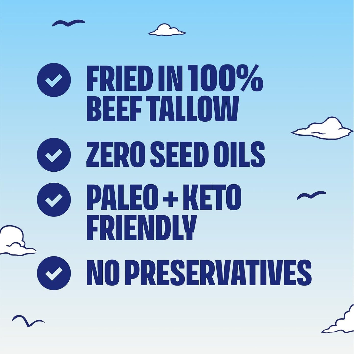 Tasty Nate’s Beef Tallow Potato Chips - Original Sea Salt, Fried in 100% Beef Tallow - Seed Oil Free Chips, Paleo Snacks for Adults, 7oz Bag - Pack of 10