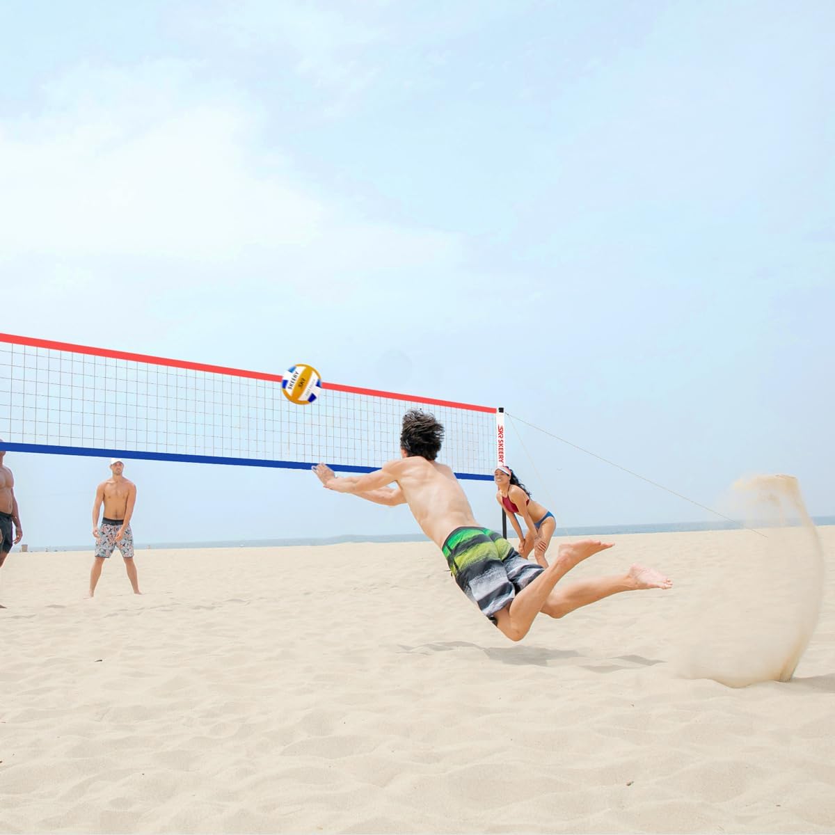 Outdoor Heavy Duty Volleyball Net Set, Anti-Sag Design, Adjustable Aluminum Poles, Portable Volleyball Net for Backyard,Grass and Beach