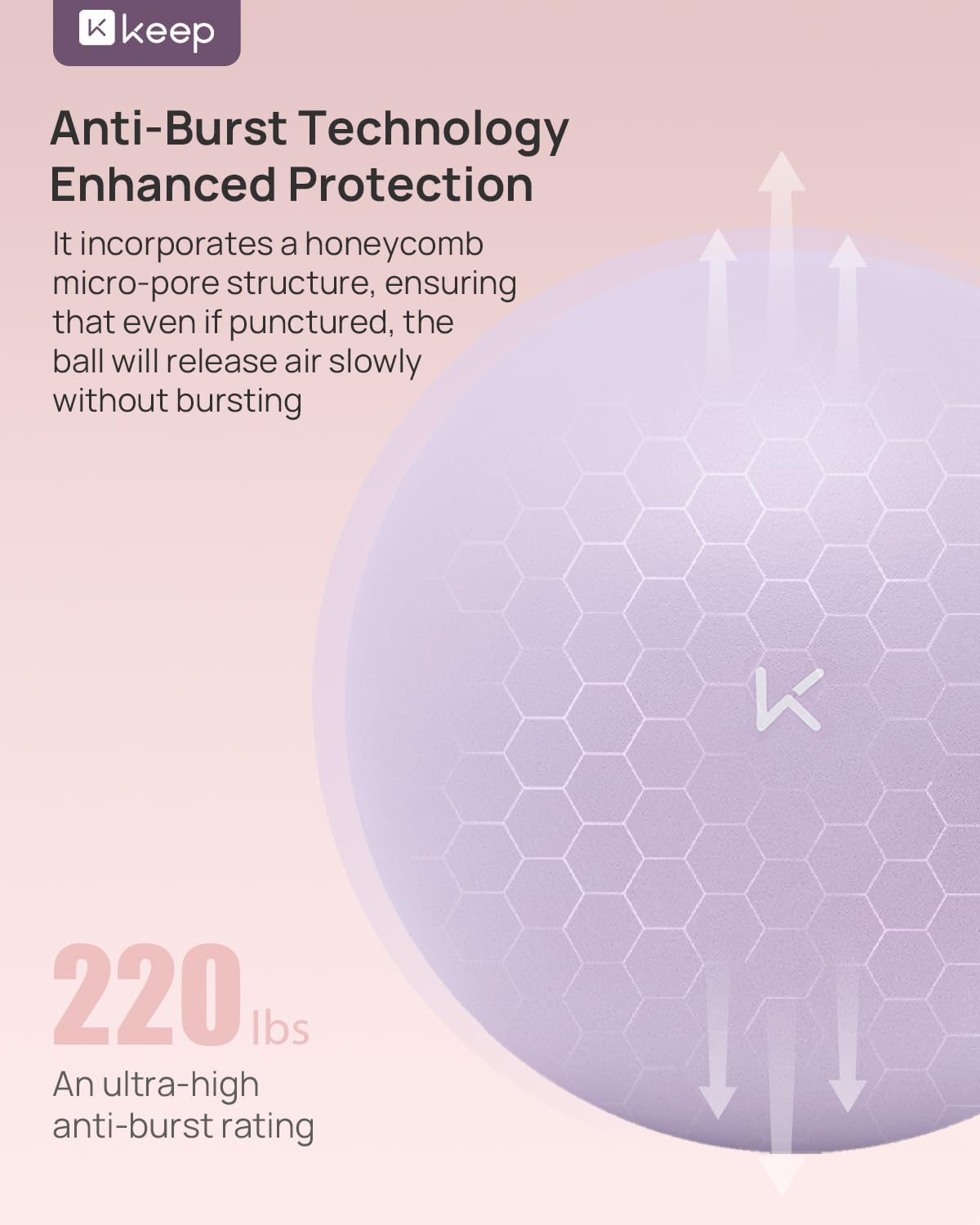 KEEP Pilates Small Exercise Ball Anti-Burst - Thickened Yoga Ball With Pump for Physical Therapy, Fitness, Workout, and Core Strength