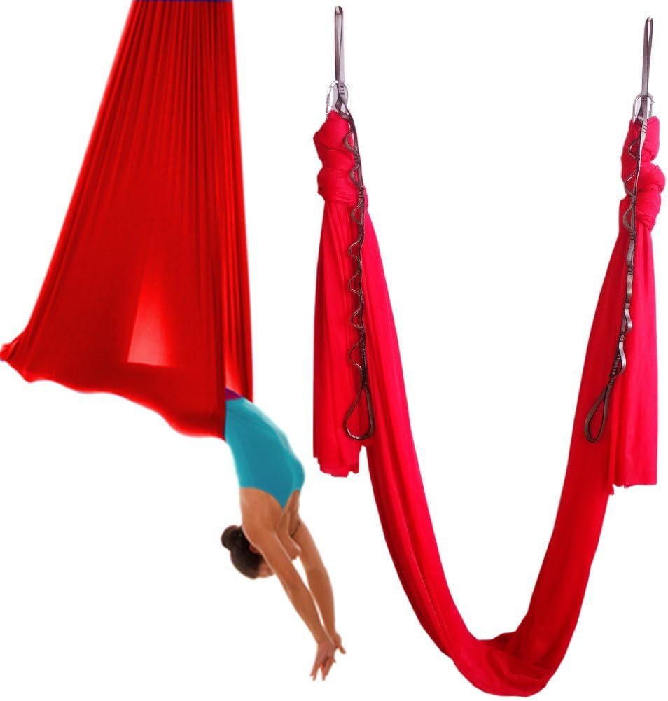Aerial Yoga Hammock 5.5 Yards Yoga Swing Pilates Silk Home Gym Fitness Include hardware,Daisy Chain, Pose Guide