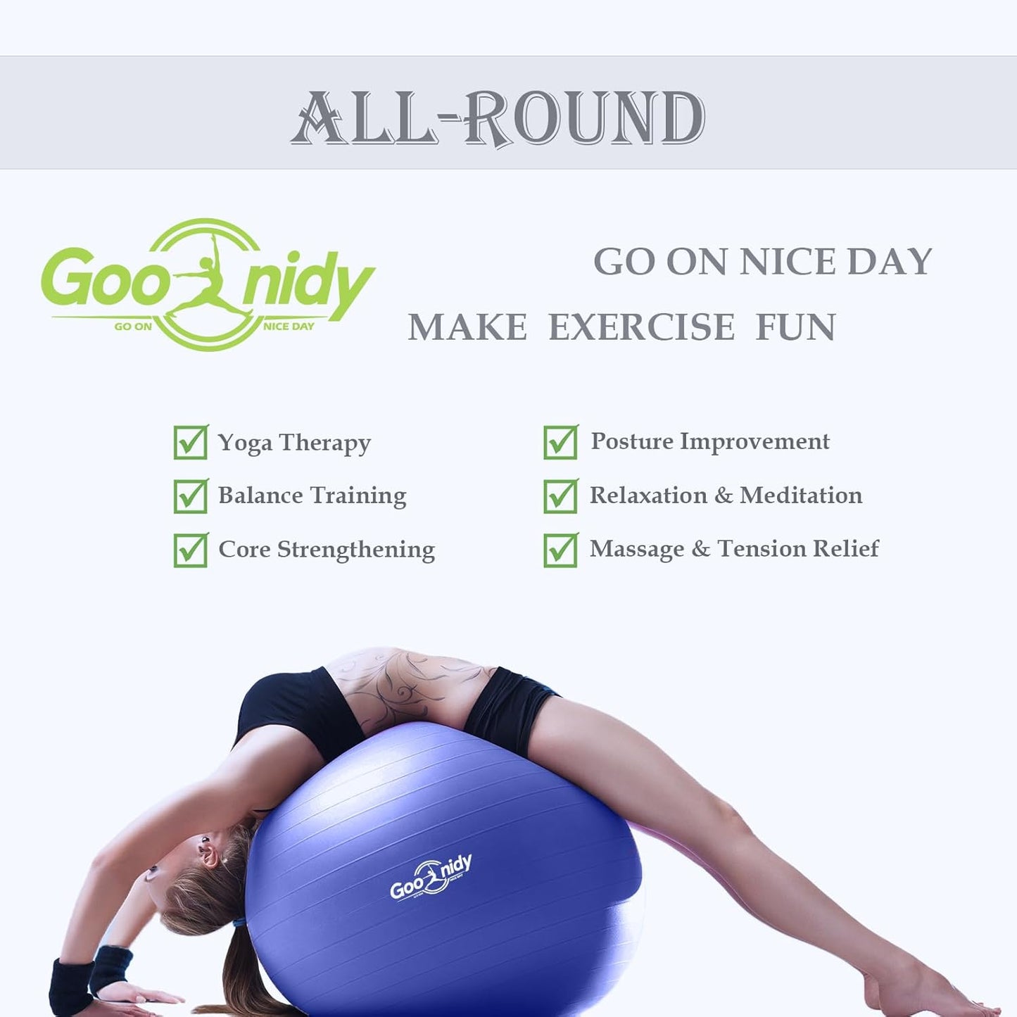 Soft Exercise ball, Anti-Burst Yoga Ball Chair Supports 2200lbs, Workout Equipment w/ Pump for Women Pregnancy, Medicine, Birthing, Physical Therapy, Stability, Excersing, Birth, Swiss, Fitness, Gym