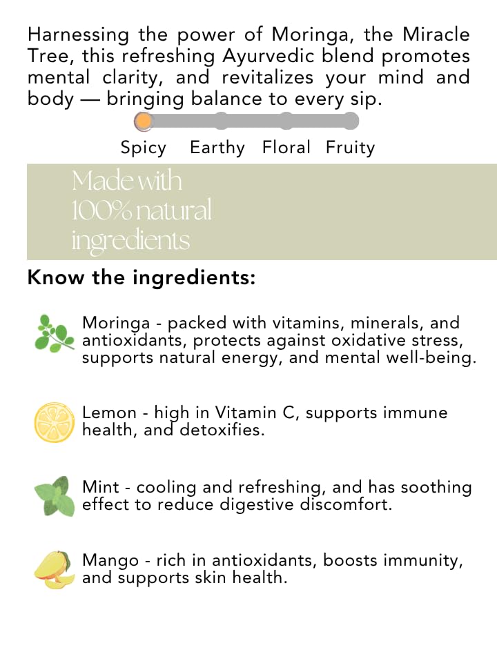 Kiara Naturals Loose Leaf Herbal Detox Tea, Clarity Cleanse - Moringa, Lemon & Mint, 1 Count, TEA, Plant-based, Caffeine-Free