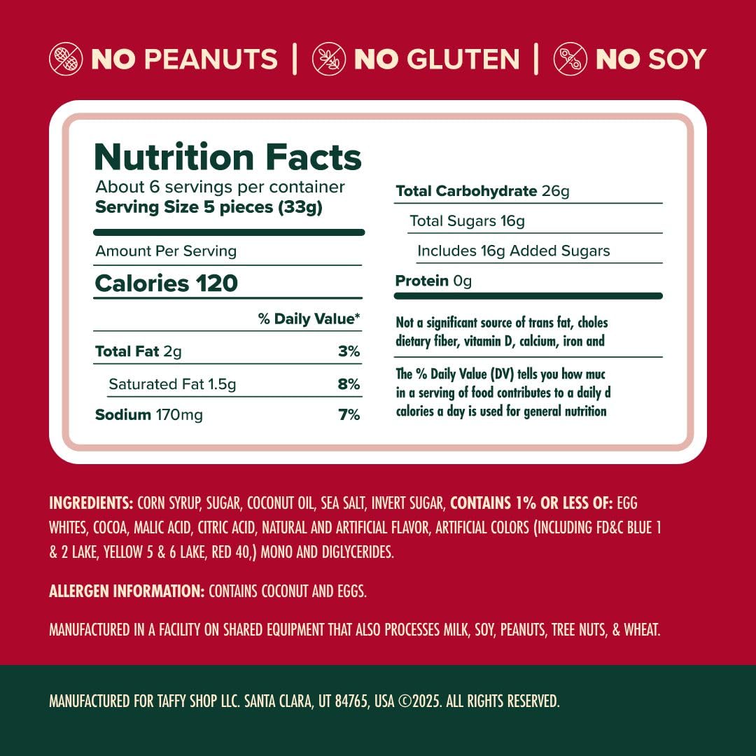 Taffy Shop Desserts Favorites, Valentine Salt Water Taffy – Assorted Gourmet Soft Chewy Candy, Variety Pack, Bulk Sweet Snack, Fresh Gift & Gluten-Free, 140 Individually Wrapped Pieces (32oz)