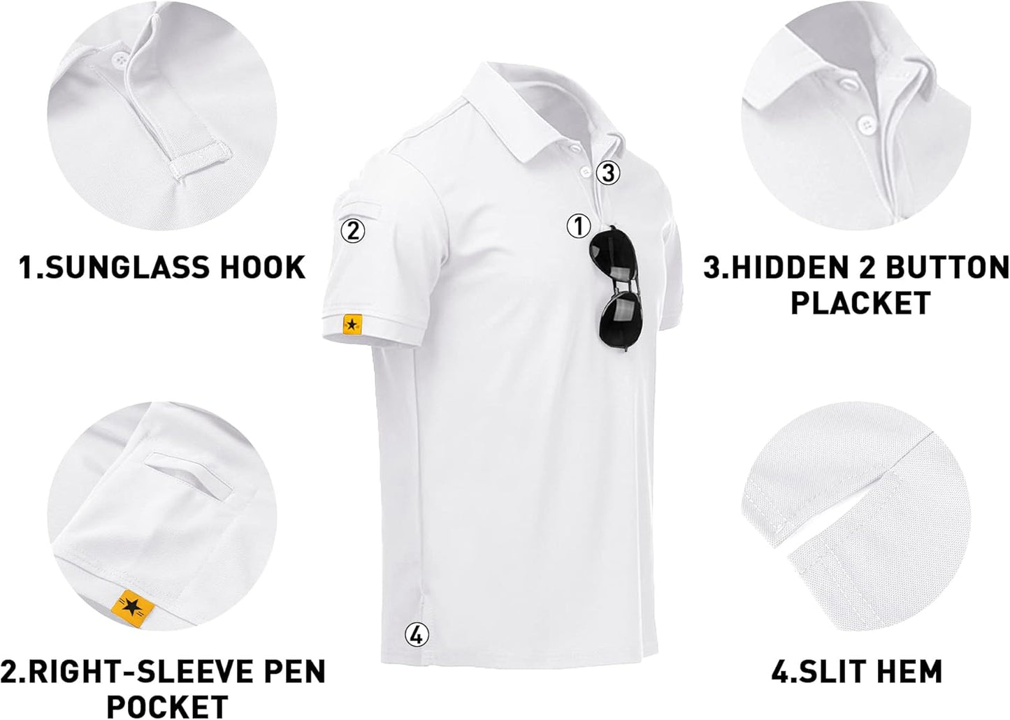 V VALANCH Mens Polo Shirts Short Sleeve Moisture Wicking Golf Polo Athletic Collared Shirt Tennis T-Shirt Tops