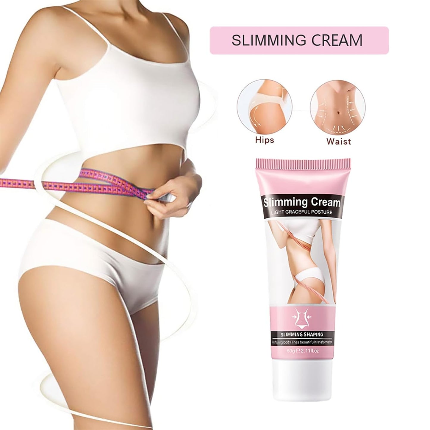 Slimming Cream， Firming and Plasticizing Cream，Reduces Excess Fat in the Abdomen, Buttocks, Arms and Thighs, Tightens Loose Skin, and Eliminates Body Edema for Men and Momen，2.11 Oz