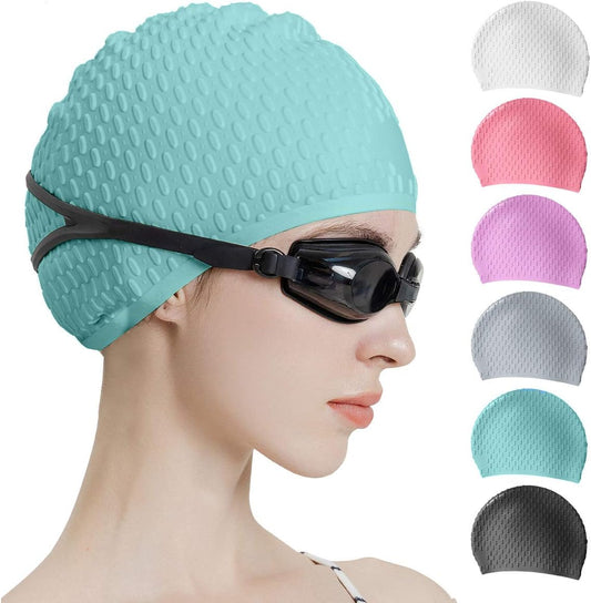 Tripsky Silicone Swim Cap,Comfortable Bathing Cap Ideal for Curly Short Medium Long Hair, Swimming Cap for Women and Men, Shower Caps Keep Hairstyle Unchanged…