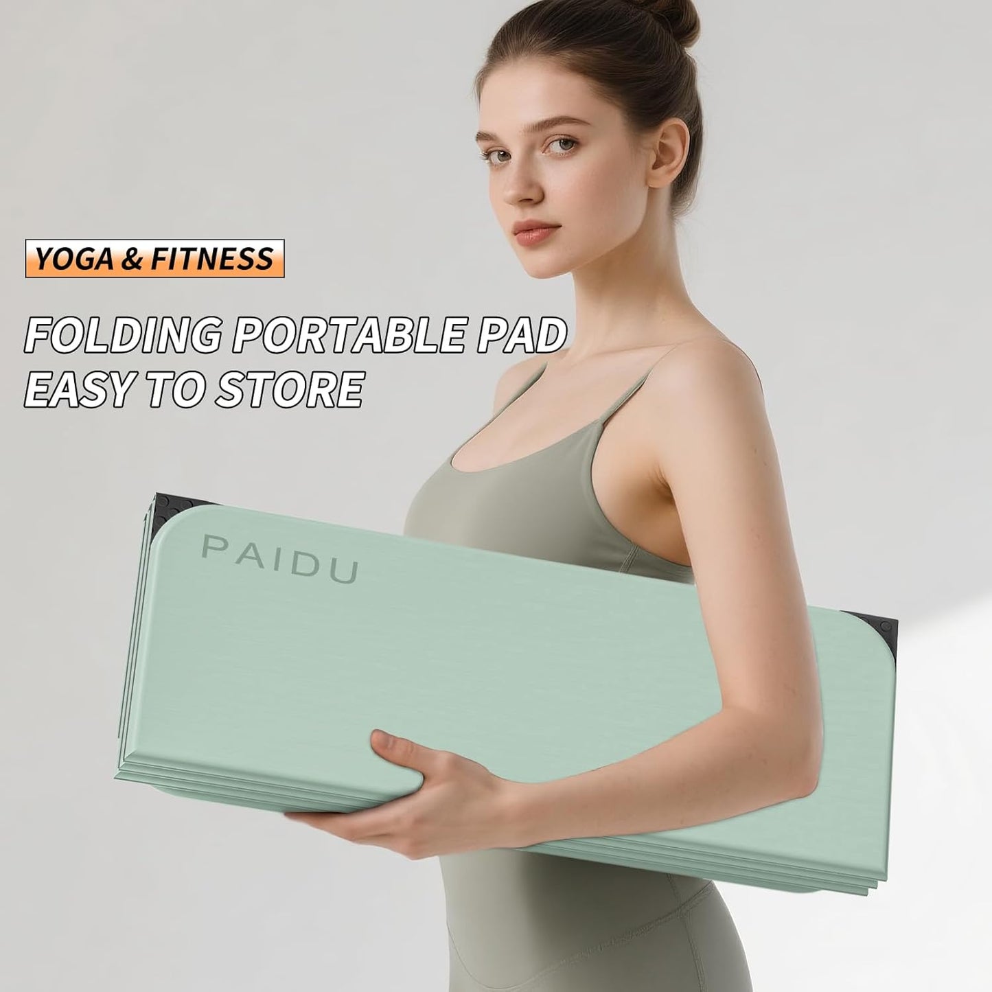 Foldable Fitness Yoga Mat | 2/5" (10MM) Extra Thick | SGS Certified Non-Slip TPE | 75x26" Extra Long-Wide | Portable & Easy Store | for Yoga, Pilates, Home Gym & Full-Body Workouts