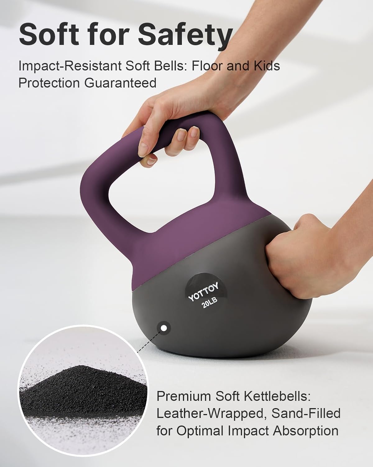 YOTTOY Soft Kettlebell, Set for Strength Training Kettlebells & Home Workouts, Soft-Sided Cushioned Base, Wide-Handle - Ideal for Men, Women, & Beginners