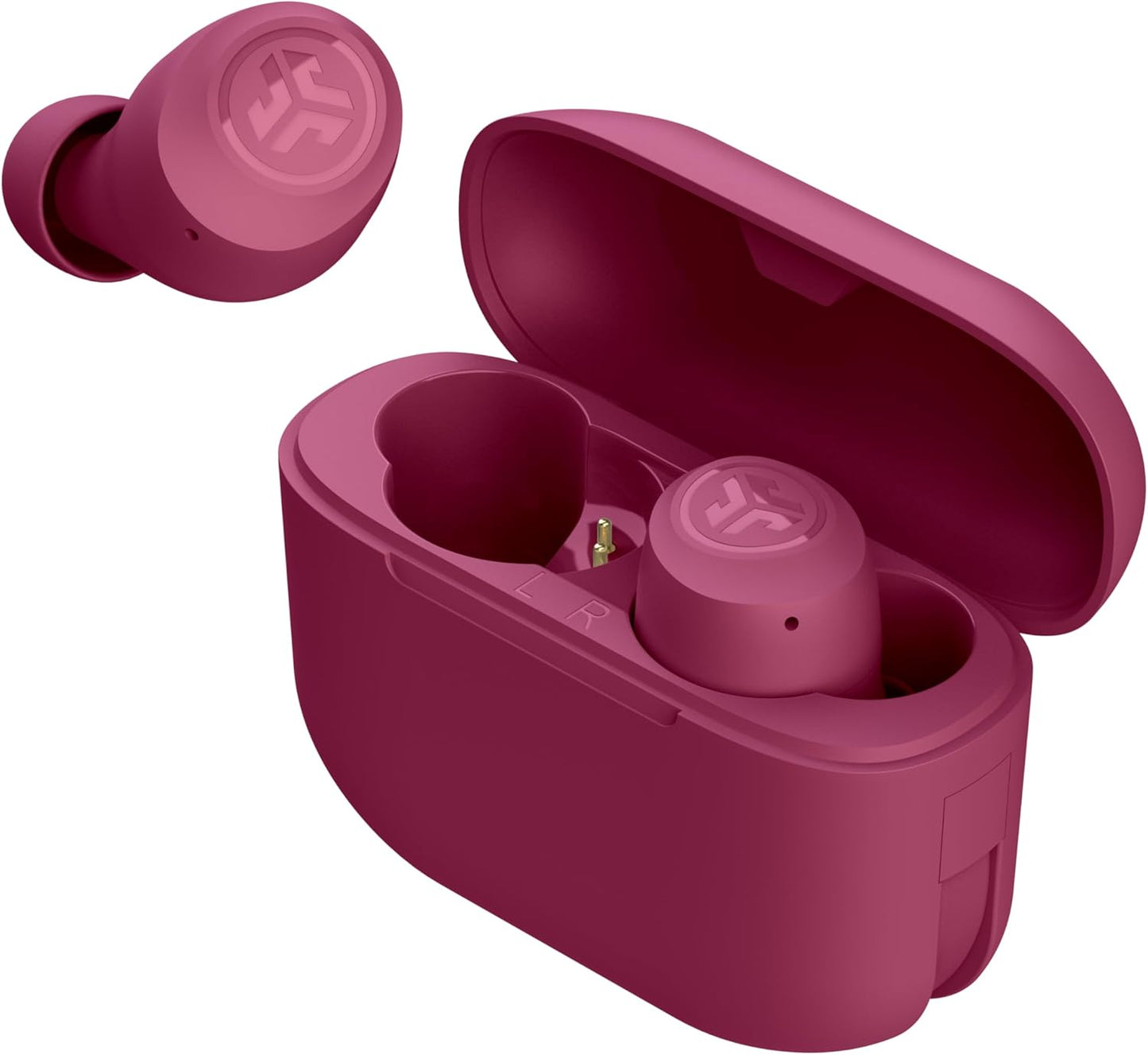 JLab Go Air Pop+ True Wireless Bluetooth Earbuds in Dark Pink Plus Cloud Foam Mnemonic Earbud Tips
