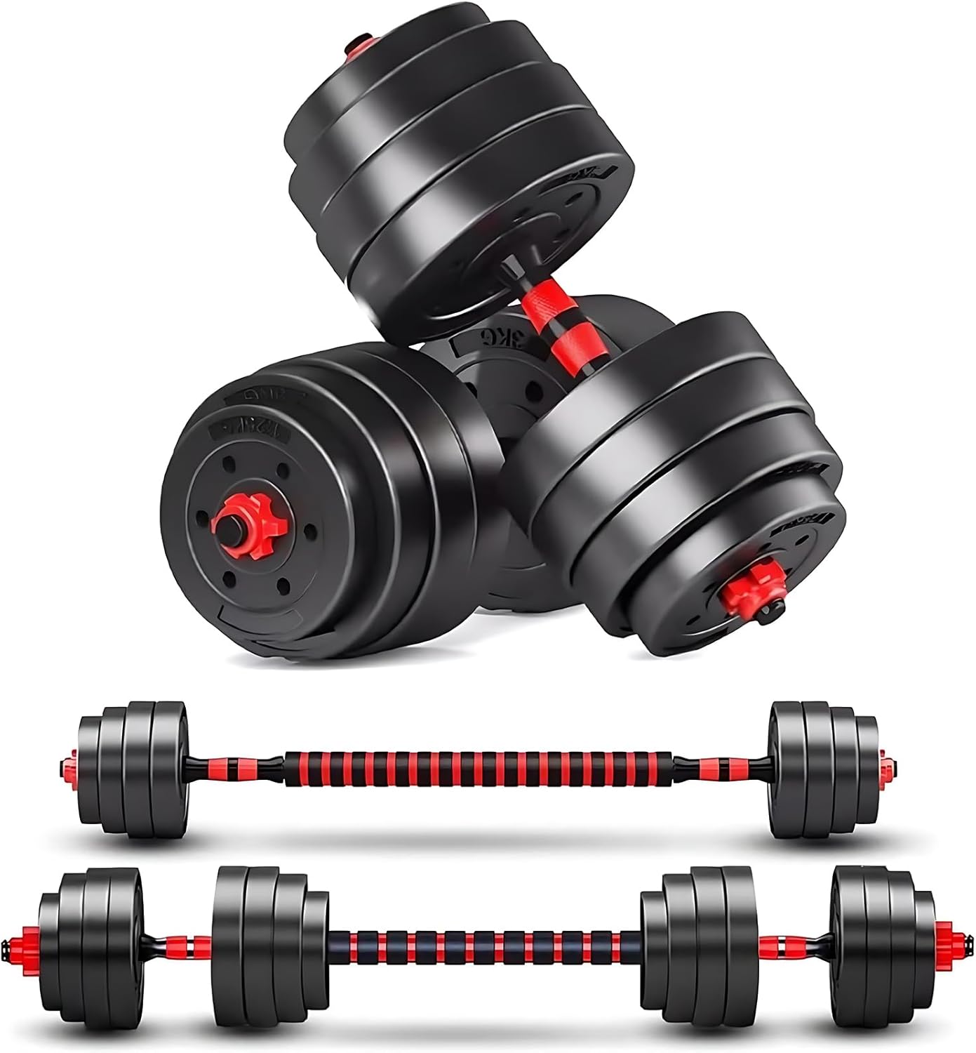 Adjustable-Dumbbells-Sets,Free Weights-Dumbbells Set of 2 Convertible To Barbell A Pair of Lightweight for Home Gym,Women and Men Equipment